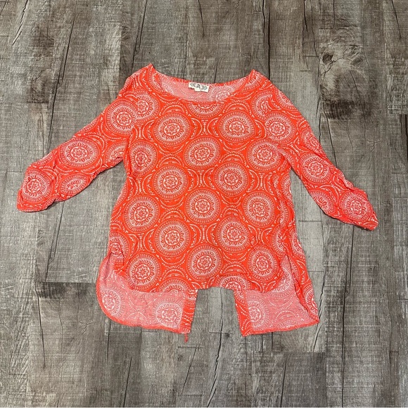 Pink Rose Tops - Pink Rose‎ Paisley Abstract Hi Low Blouse